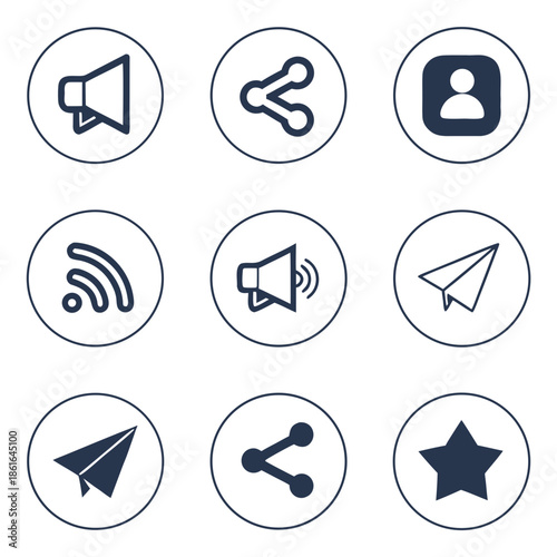 Six Simple Social Media Icons for Interaction and Engagement