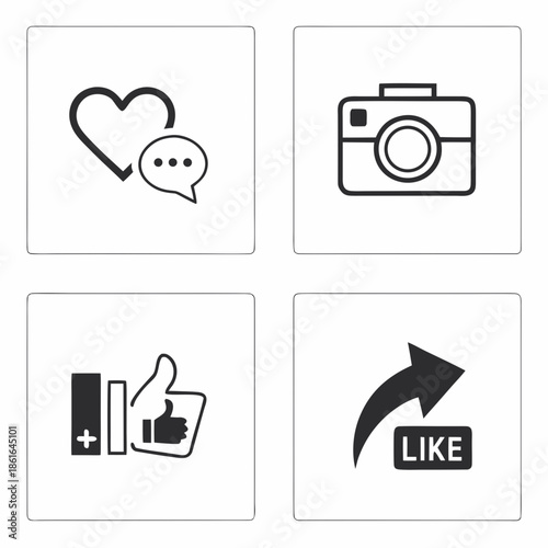 Simple Social Media Action Icons for Web and App Interaction
