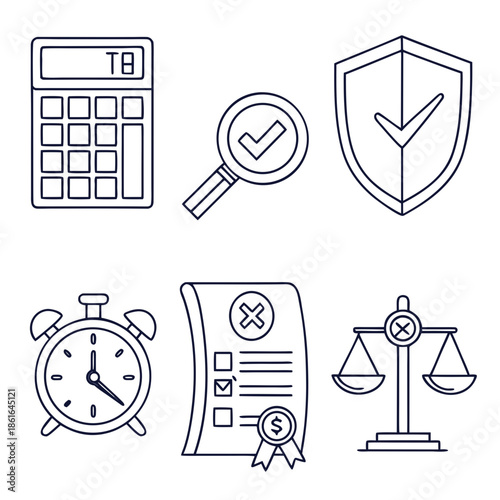 Clean Icons for Tax and Compliance in Finance and Business