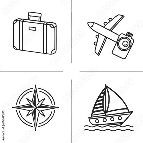 Simple UI Icons: Six Travel Icons for Modern Interfaces