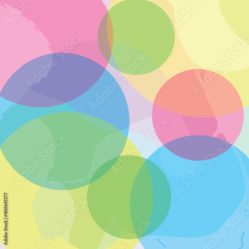 Modern Abstract Composition with Watercolor Translucent Shapes in Pastel Blue, Pink, and Yellow Tones , Generative Ai