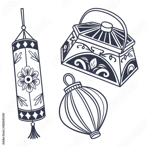 Clean Modern Cultural Decorative Object Illustrations