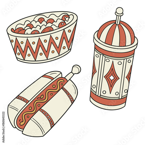 Modern Cultural Decorative Art Illustrations Vector