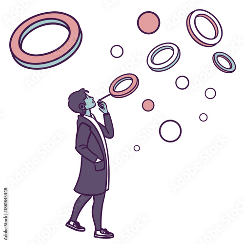 Floating Torus Shapes with Depth and Subtle Glow