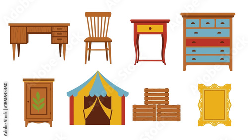 Colorful mid-century modern furniture and decor collection