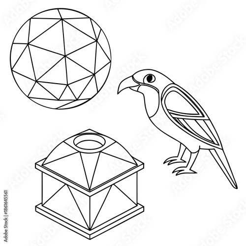 Low Poly 3D Geometric Objects with Faceted Surfaces