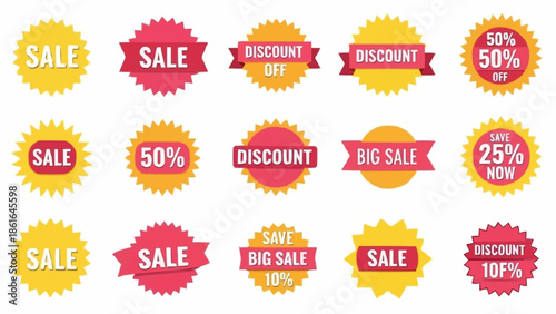 Collection of Sale and Discount Badges for Retail Promotions.