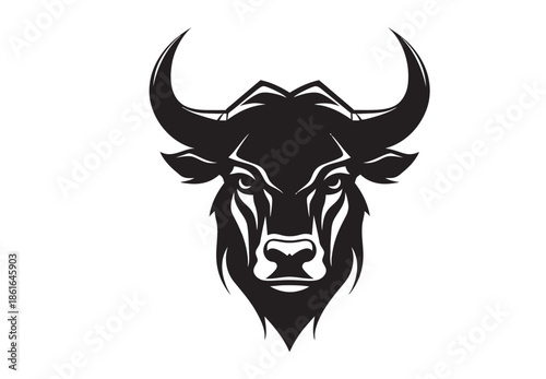 Strong Bull Head Mascot Logo Vector Illustration

