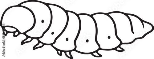 Larva Outline Silhouette Isolated on White Background – Insect Larvae Line Vector