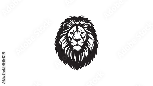 A majestic lion's head in black and white silhouette mode