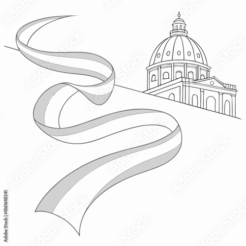 Abstract Paper Ribbon Cascade with Light Shadows Graphic