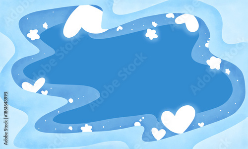 Cute Valentine Background in Blue Style with Heart 