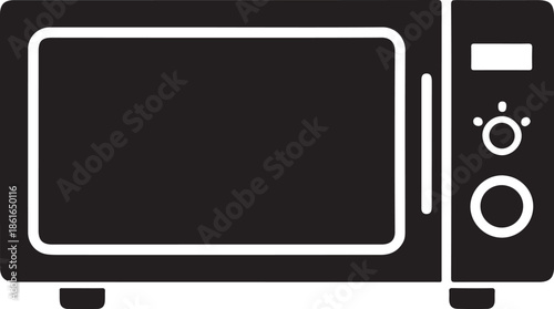 Microwave Black Silhouette Icon – Home Kitchen Cooking Appliance Illustration