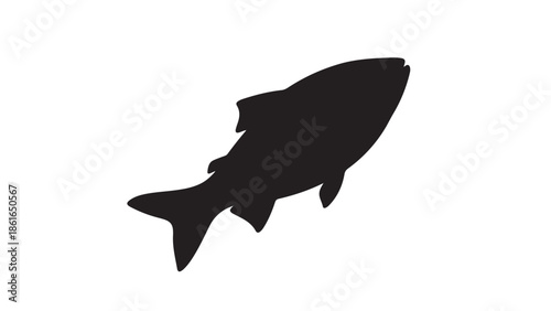 A black silhouette of a fish swimming in water silhouette
