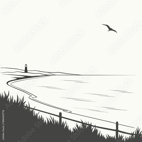 Subtle Gradient Abstract Horizon Line, Minimalist Art