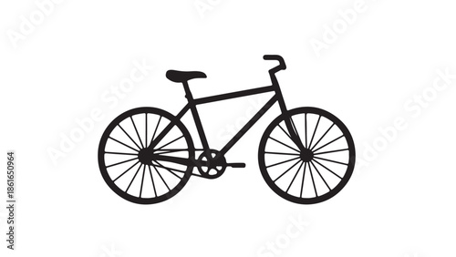 A black bicycle silhouette against a clean white background