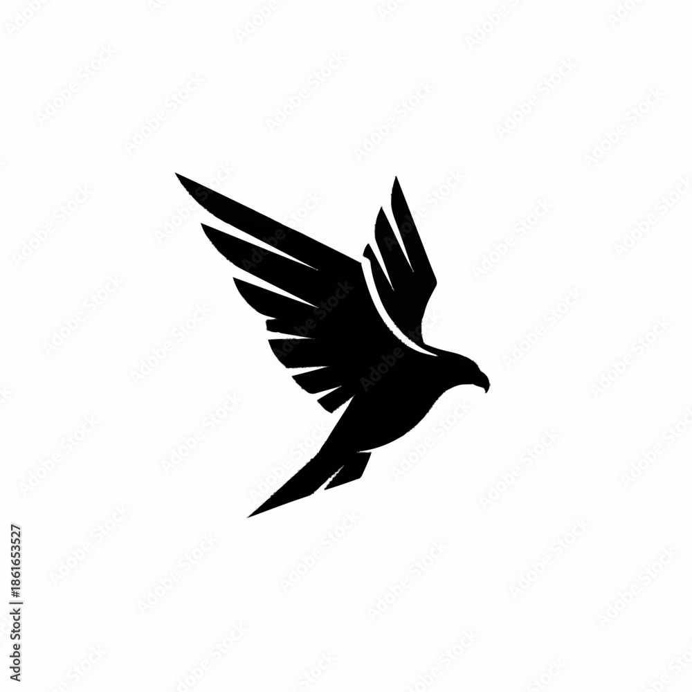 Obraz premium Black Dove Silhouette Flying in Air.