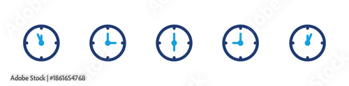 Clock icon set. Time schedule hours minutes deadline productivity. Solid icon collection.