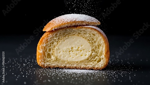Delicious brioche pastry filled with creamy custard and sugar