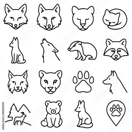 Animal Line Icon Set: A comprehensive collection of meticulously crafted animal line icons, perfect for a wide range of design projects, and conveys simplicity, clarity, and visual appeal. 
