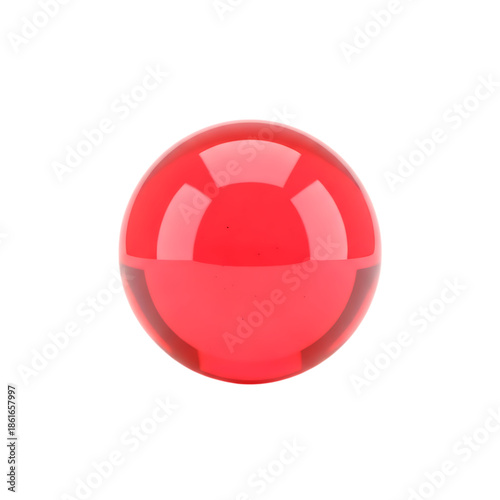 Shiny 3D Red Glass Crystal Sphere isolated on transparent background
