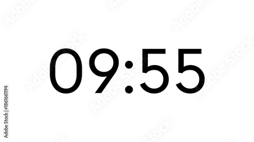 Modern countdown timer from 10 minute to 9 minute on white background suitable for presentations, productivity, educational content, and more