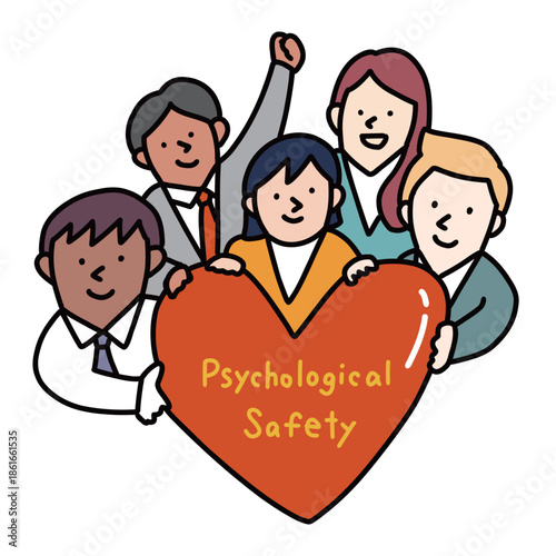 心理的安全性を確保できている多様性のある人々で構成されたビジネスチームのイラスト