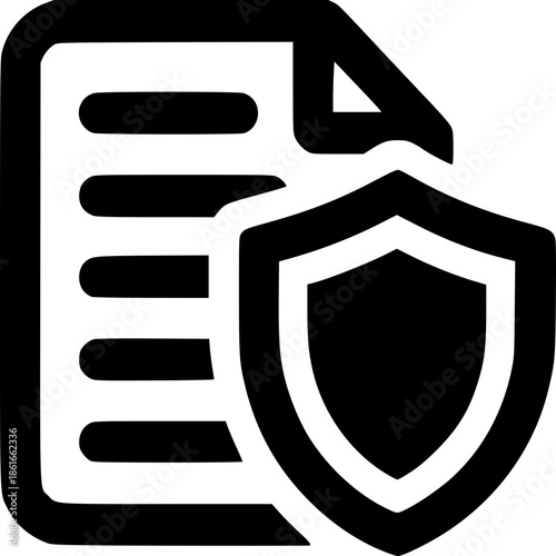 Data Security Icon: A sleek, modern icon that visually represents the concept of data protection. A document protected by a shield.