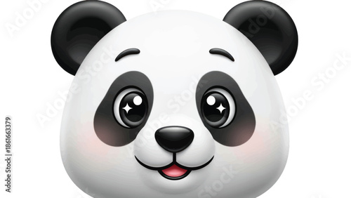 Cute panda cartoon face with blushing cheeks and big round eyes illustration.