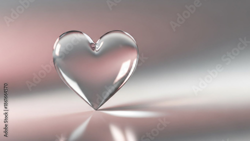 Transparent Heart: A sleek, transparent heart casting a gentle shadow, symbolizing purity, love and simplicity, with a blurred backdrop evoking a sense of tranquility.