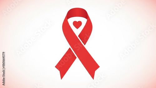 Empathetic Ribbon of Awareness: A single red ribbon, meticulously crafted, stands as a visual testament to the ongoing fight against disease. Its graceful curves embrace a symbolic heart.