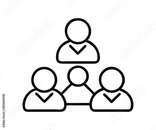 Teamwork and leadership icon with business people hierarchy for organization structure concept vector