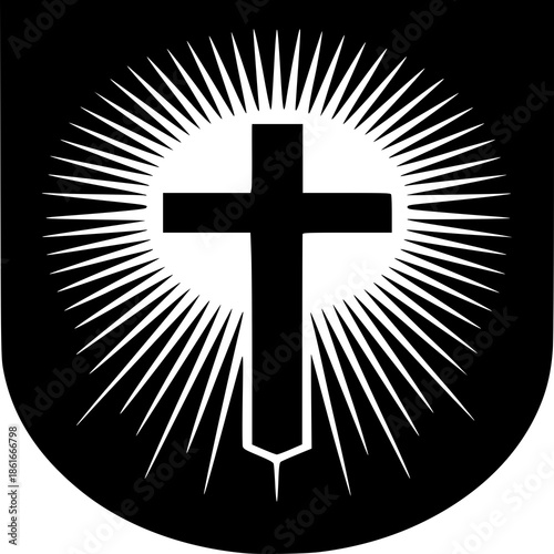 A golden cross symbol representing Christian faith, spirituality, and belief in God and resurrection