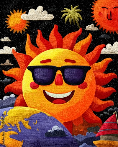 Cheerful Sun Wearing Sunglasses