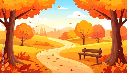 Autumn Serenity - A Peaceful Park Scene in Fall.