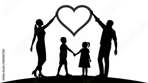 Loving family holding heart symbol together