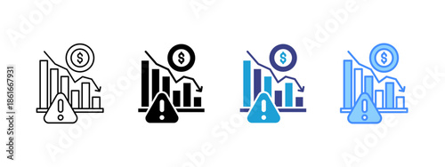 Recession  icon set multiple style collection