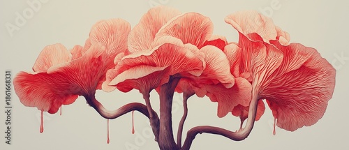 Surreal Pink Mushroom Art