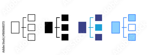 Diagram icon set multiple style collection