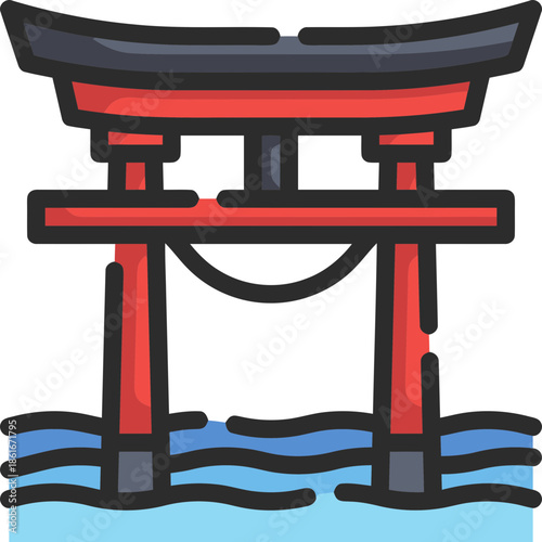 Red Japanese Torii Gate Illustration.
