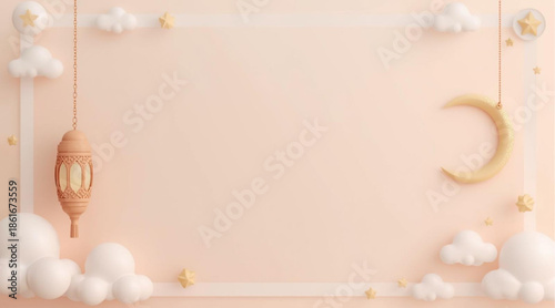 Soft Pastel Ramadan Banner Mockup with Copy Space