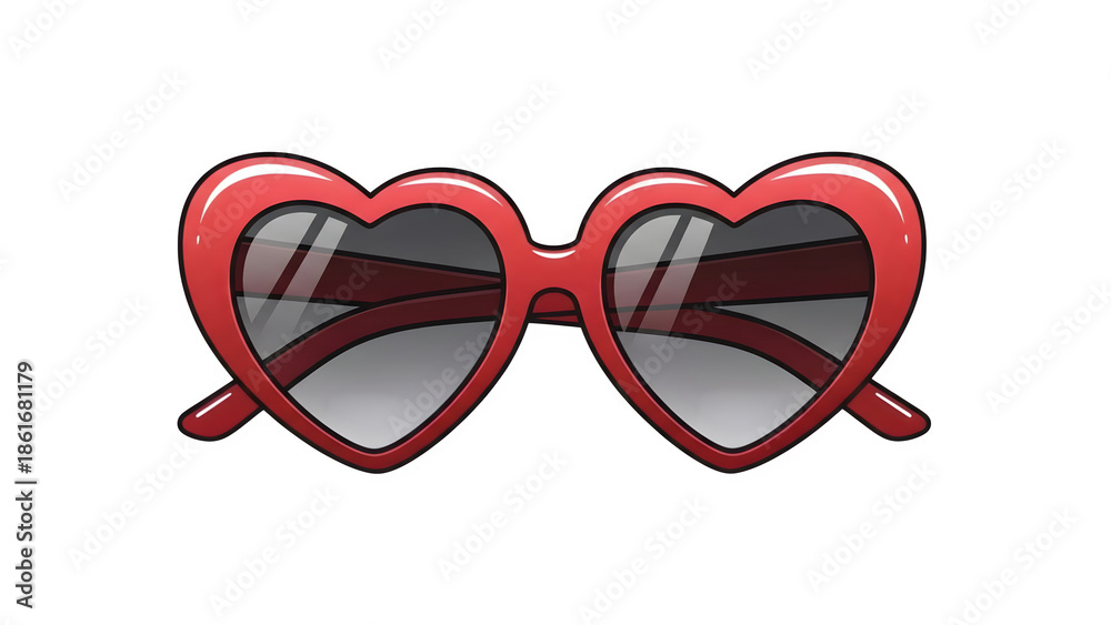 Fototapeta premium Valentine's day heart shaped sunglasses on isolated transparent background
