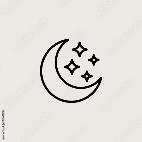 Free Download Simple crescent moon with stars icon for design and decoration - GFXLoad