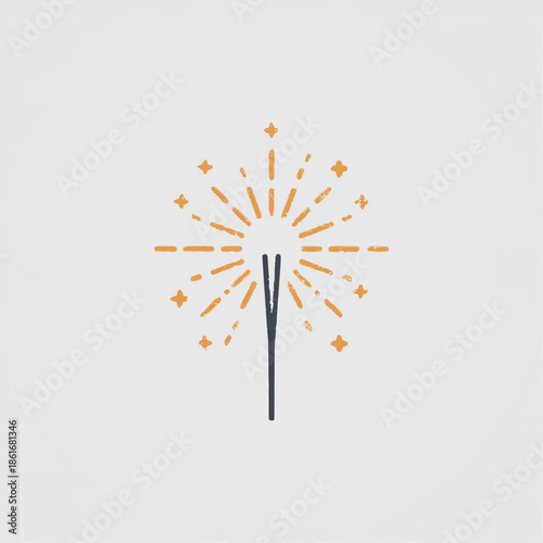 Vibrant orange firework exploding in night sky with sparks