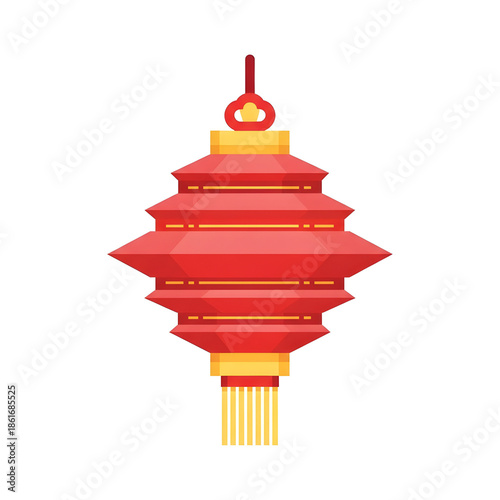 Layered Chinese New Year Lantern Icon in Red and Gold