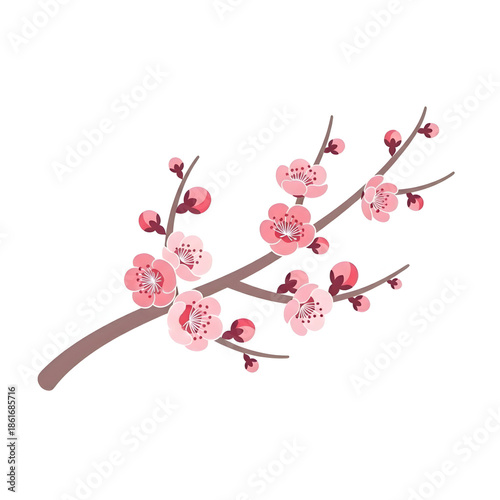 Plum Blossom Branch Icon Chinese New Year Floral Symbol