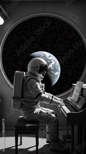 Astronaut Plays Piano Inside Spaceship With Earth View