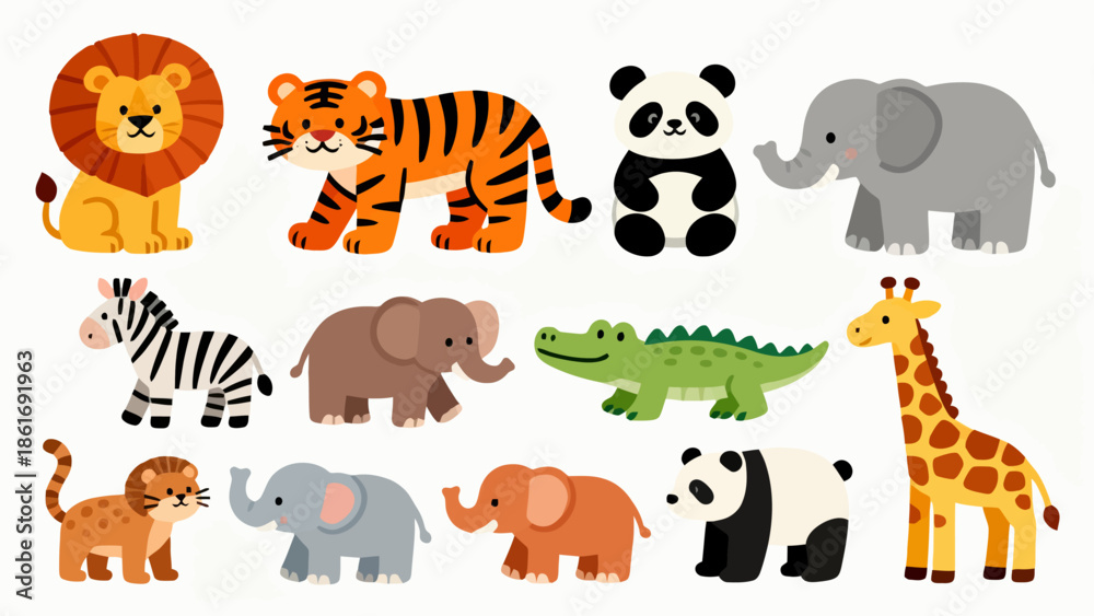 Obraz premium Cartoon animals collection