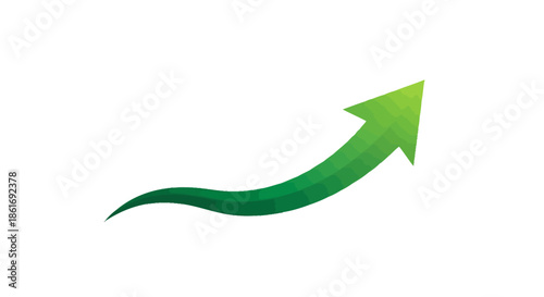 Green upward trending arrow symbolizing growth success and positive progress