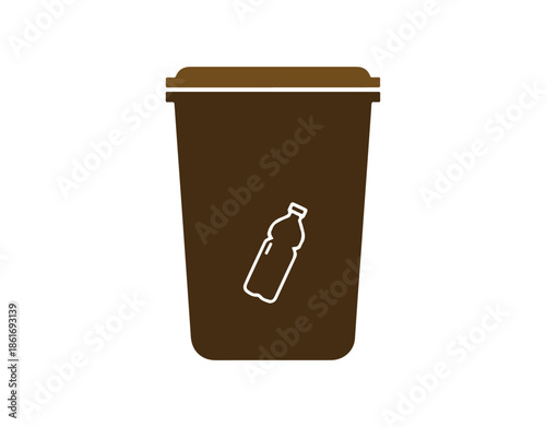 Vector icons of recycle bins for plastic, paper, glass, and metal in a flat style, set against a white background. This waste sorting idea is perfect for a poster or banner aimed at protecting .